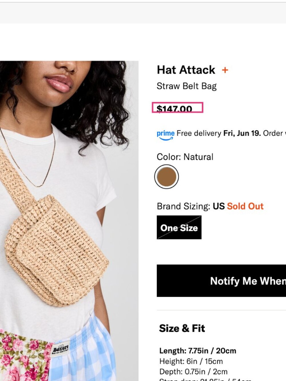 Hat Attack NWOT Woven Straw Crossbody Bag in Natural Yellow - Picture 5 of 5